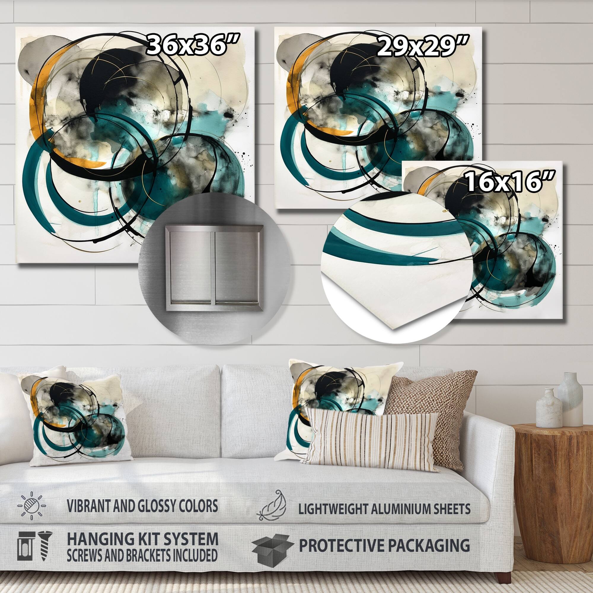 Designart "Green Grey Minimalims Fludity" Minimalism Metal Wall Art